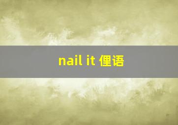 nail it 俚语